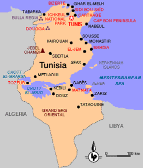 map Tunesië