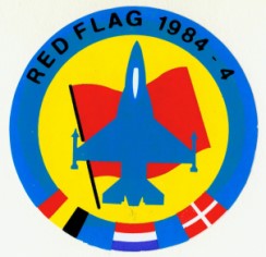 De badge van de eerste Europese deelname aan Red Flag met F-16.