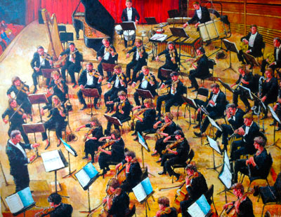 Orkest - Olie op doek 120x100cm - 2014