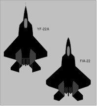 De uitwendige verschillen van de YF-22 A en de F-22 A.